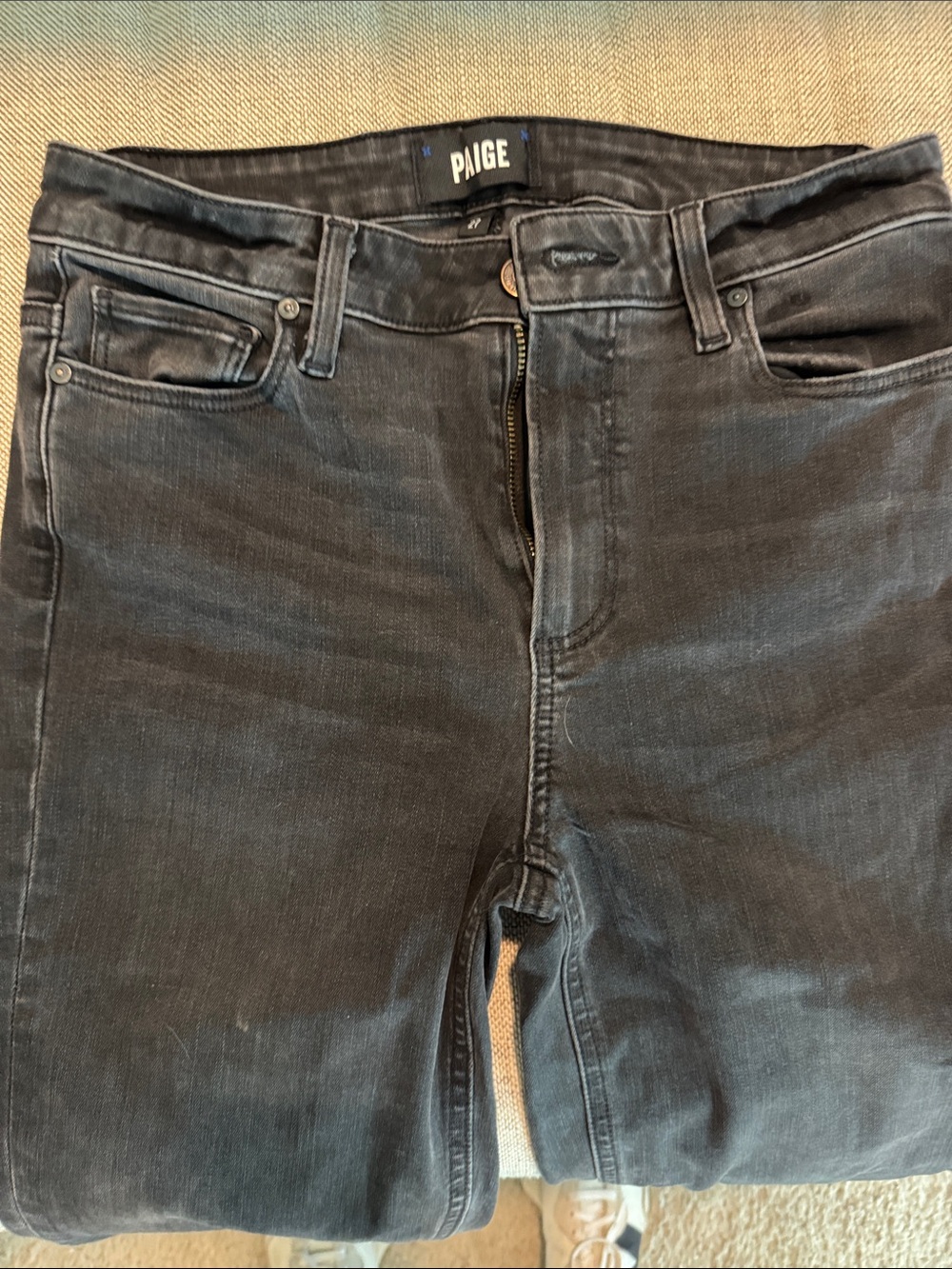 PAIGE Women's Dark Gray Straight Leg Jeans